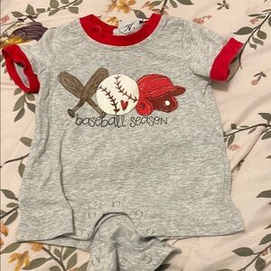 Red and Gray Sporty Baseball Bodysuit